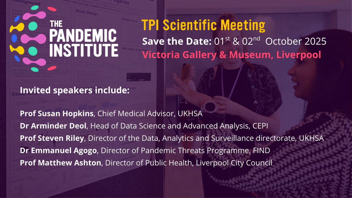 ThePandemicInst's tweet image. We have an exciting line up for our Scientific Meeting this coming October. Spaces are filling fast so register soon to avoid disappointment. Our poster abstract submission is also open, deadline 29th August: thepandemicinstitute.org/news/poster-ab…