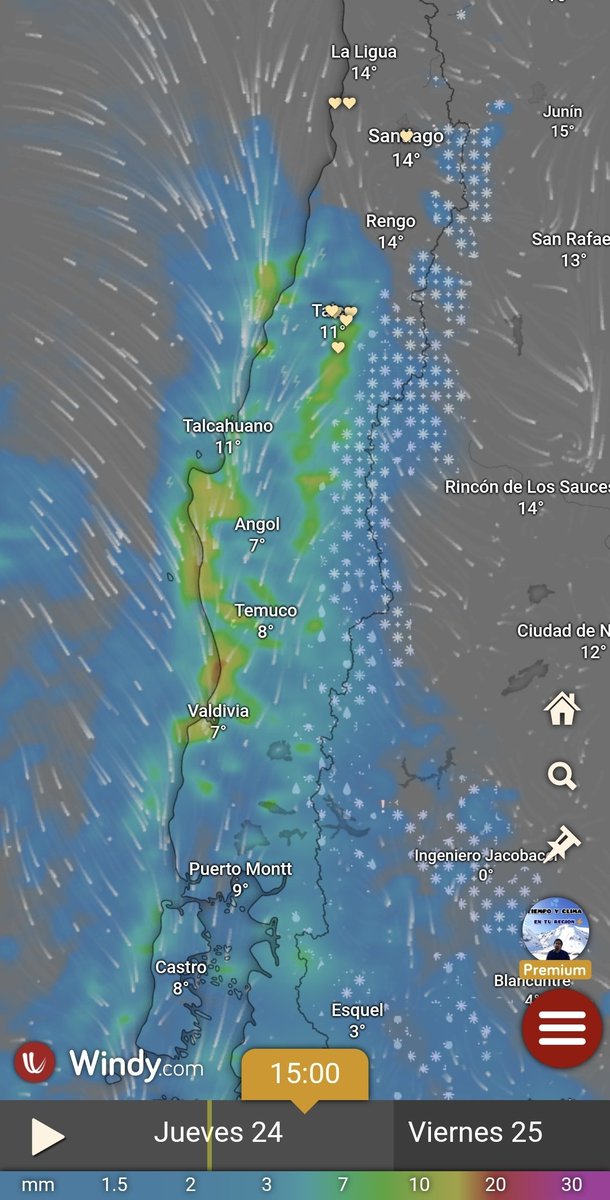 EdoWeatherman's tweet image. Próximas horas.
Lluvia, viento moderado y probables ⛈️ entre Maule y Los Lagos esta tarde. Algunos chubascos caerán en O'Higgins.