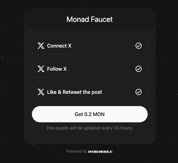 PeiPei (@peipei_baseeee) on Twitter photo ๐ฐ Faucet Rush - Free $MON for Everyone! ๐ฐ
If you haven't yet, faucet here
๐:faucet.exchange/faucet
๐น How to claim $MON:
โ๏ธ Connect X
โ๏ธ Follow <a href="/Faucet_Ex/">Faucet.Exchange</a>
โ๏ธ Like & RT
๐งOR bridge assets from any chain to get even more $MON ๐ฐ Faucet Rush - Free $MON for Everyone! ๐ฐ
If you haven't yet, faucet here
๐:faucet.exchange/faucet
๐น How to claim $MON:
โ๏ธ Connect X
โ๏ธ Follow <a href="/Faucet_Ex/">Faucet.Exchange</a>
โ๏ธ Like & RT
๐งOR bridge assets from any chain to get even more $MON