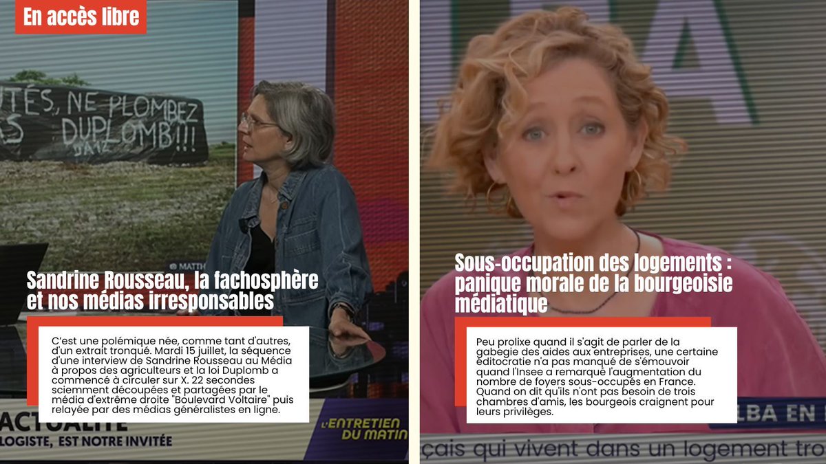 arretsurimages's tweet image. C'est jeudi, c'est gratuit 🎁
Sandrine Rousseau, la fachosphère et nos médias irresponsables, par @avriogata
👉 arretsurimages.net/chroniques/les…
Sous-occupation des logements : panique morale de la bourgeoisie médiatique, par @MauriceMda
👉 arretsurimages.net/chroniques/quo…