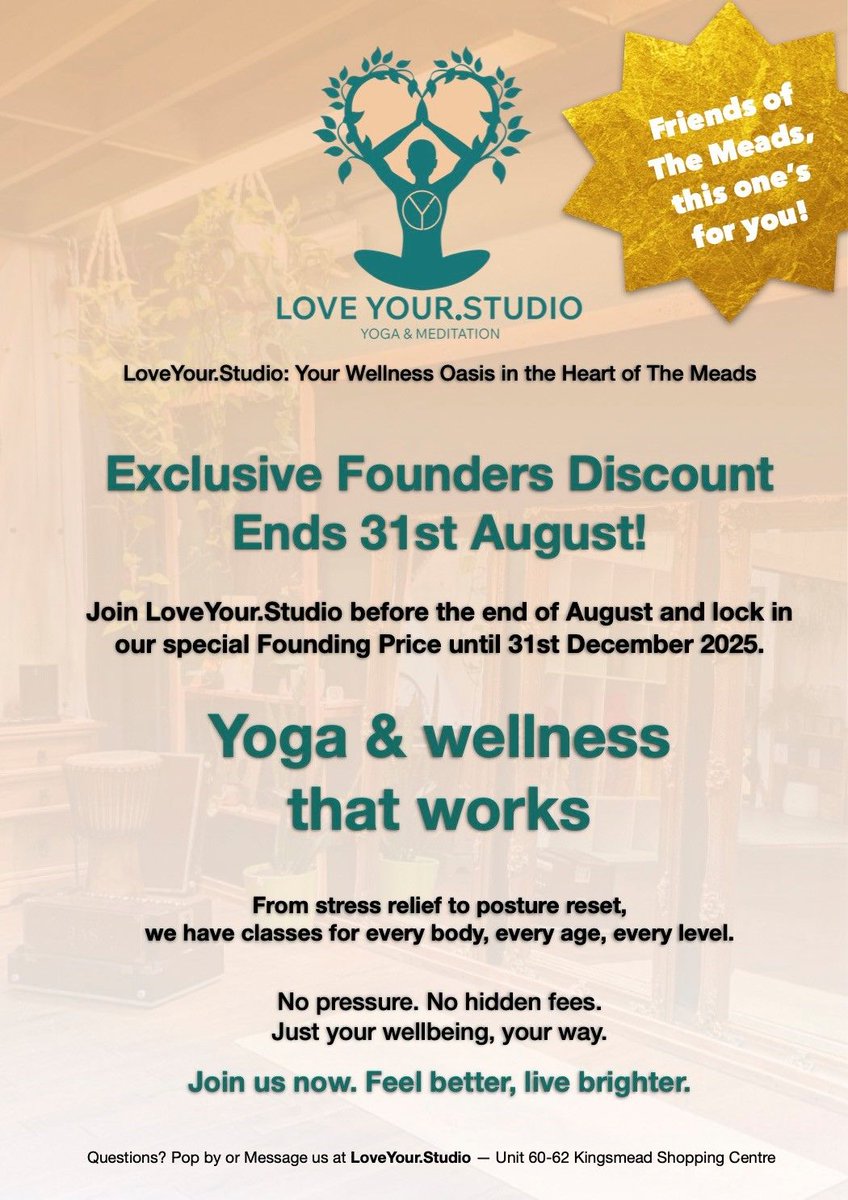 New Opening: Love Your Studio!
We're incredibly excited to announce the grand opening of Love Your Studio here at The Meads Shopping Centre! We couldn't be more thrilled to welcome this fantastic new addition
Pop down to The Meads and check out Love Your Studio today! 
#TheMeads