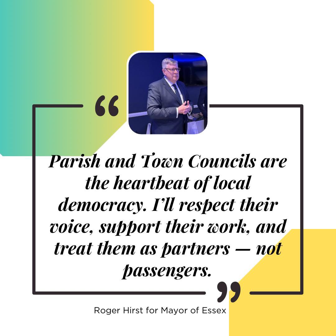Parish and Town Councils are often the first to hear about what matters most:
Blocked roads. Anti-social behaviour. Planning concerns. The things that affect daily life.
As Mayor, I will work with, not over local councils to strengthen communities from the ground up.
#Hirst4Essex