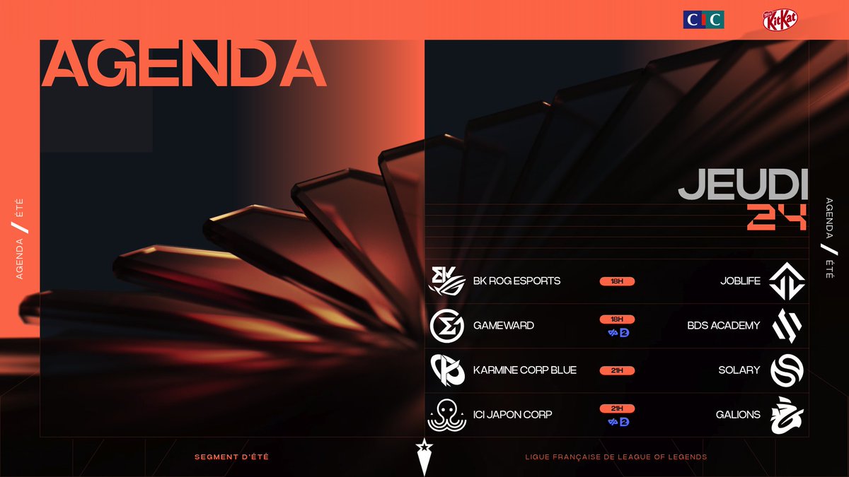 Journée LFL multiplex sur OTP !   

▶️ Sur OTP1 vous aurez le droit à BKROG vs JL puis la KCORP vs SOLARY  

▶️ Sur OTP2, on se retrouve avec GAMEWARD vs BDS puis IJC vs GALIONS   

On vous explique tout dans le preshow à 17h30 !