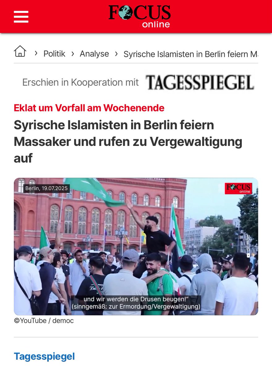 Querdenkergirl's tweet image. Import 3rd world, become 3rd world… 

Eklat um Vorfall am Wochenende: Syrische Islamisten in Berlin feiern Massaker und rufen zu Vergewaltigung auf: focus.de/politik/analys…