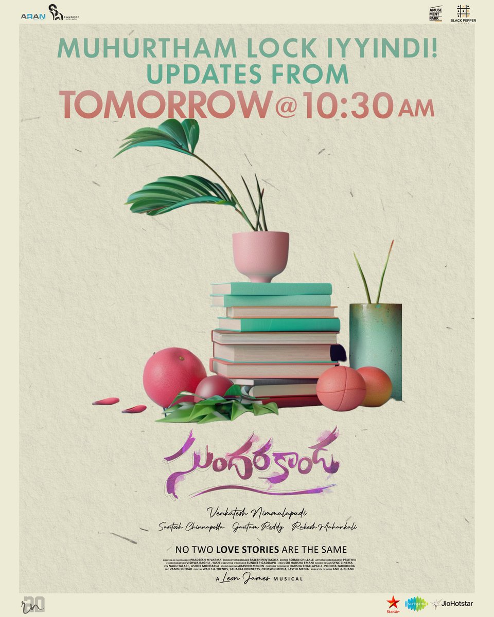 ๐๐๐ฆ๐ฌ๐ข๐๐ก๐๐ค๐๐ซ (@ursvamsishekar) on Twitter photo Middle-class madness is coming your wayโฆโค๏ธ
#Sundarakanda update drops sharp at 10:30 AM tomorrow.
<a href="/IamRohithNara/">Rohith Nara</a> @virtivaghani <a href="/V_Nimmalapudi/">Venkatesh Nimmalapudi</a> #SrideviVijayKumar <a href="/ItsActorNaresh/">Naresh Vijaya Krishna</a> #Vasuki <a href="/leon_james/">Leon James</a> <a href="/rajeshartD/">Rajesh pentakota</a> #PradeeshMVarma @chillaleRohan @IamSantoshCH @aranmediaworks Middle-class madness is coming your wayโฆโค๏ธ
#Sundarakanda update drops sharp at 10:30 AM tomorrow.
<a href="/IamRohithNara/">Rohith Nara</a> @virtivaghani <a href="/V_Nimmalapudi/">Venkatesh Nimmalapudi</a> #SrideviVijayKumar <a href="/ItsActorNaresh/">Naresh Vijaya Krishna</a> #Vasuki <a href="/leon_james/">Leon James</a> <a href="/rajeshartD/">Rajesh pentakota</a> #PradeeshMVarma @chillaleRohan @IamSantoshCH @aranmediaworks