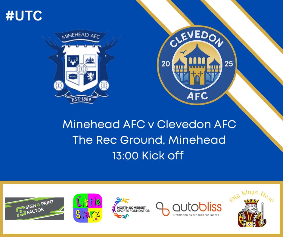 ClevedonAFC's tweet image. This Saturday our 1st team travel to Minehead AFC for our next pre season fixture.

#UTC🏰⚽

Sign &amp;amp; Print Factor Ltd 
Little Starz Day Nursery 
North Somerset Sports Foundation 
AutoBliss 
The Old Kings Head