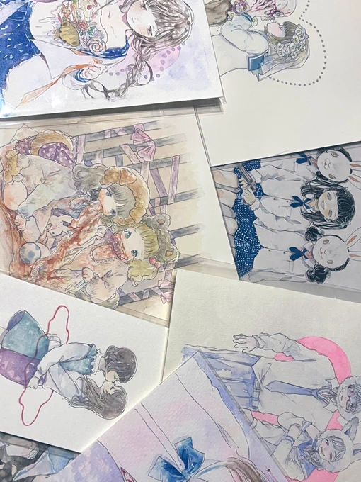今週末のドローイング展、書き下ろしが間に合わなさそうなので…💦わたしがかなりラブリーなイラストを描いてた頃の過去作品を大放出します 