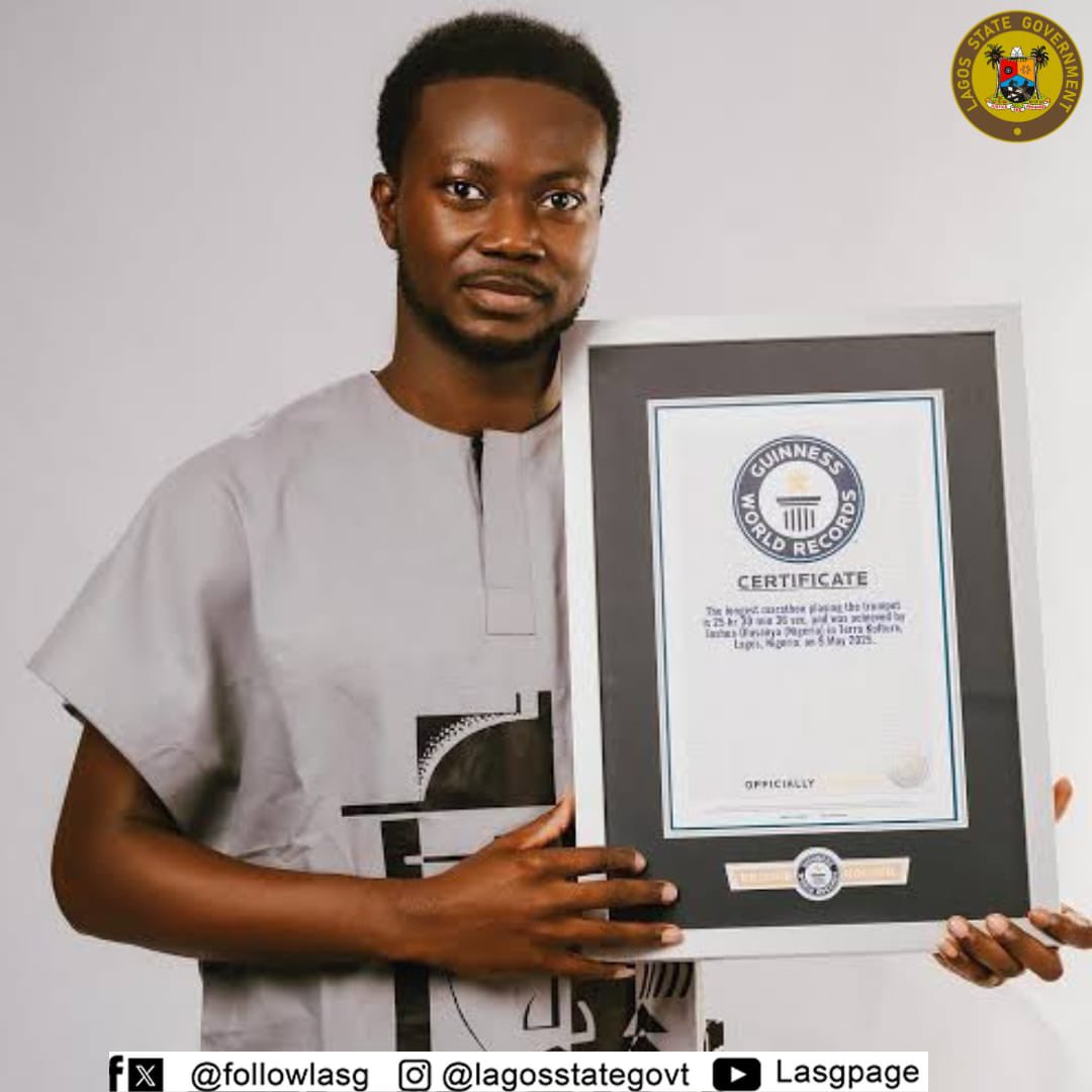 Throwback Lagos

Lagos, a city with a rich musical legacy, witnessed a historic moment on May 9, 2025, when Joshua Olusanya, aka "Bossboss," played the trumpet for 25 hours, 30 minutes, and 36 seconds at Terra Kulture. This 'First Ever' feat echoes the city's iconic Afrobeat era,