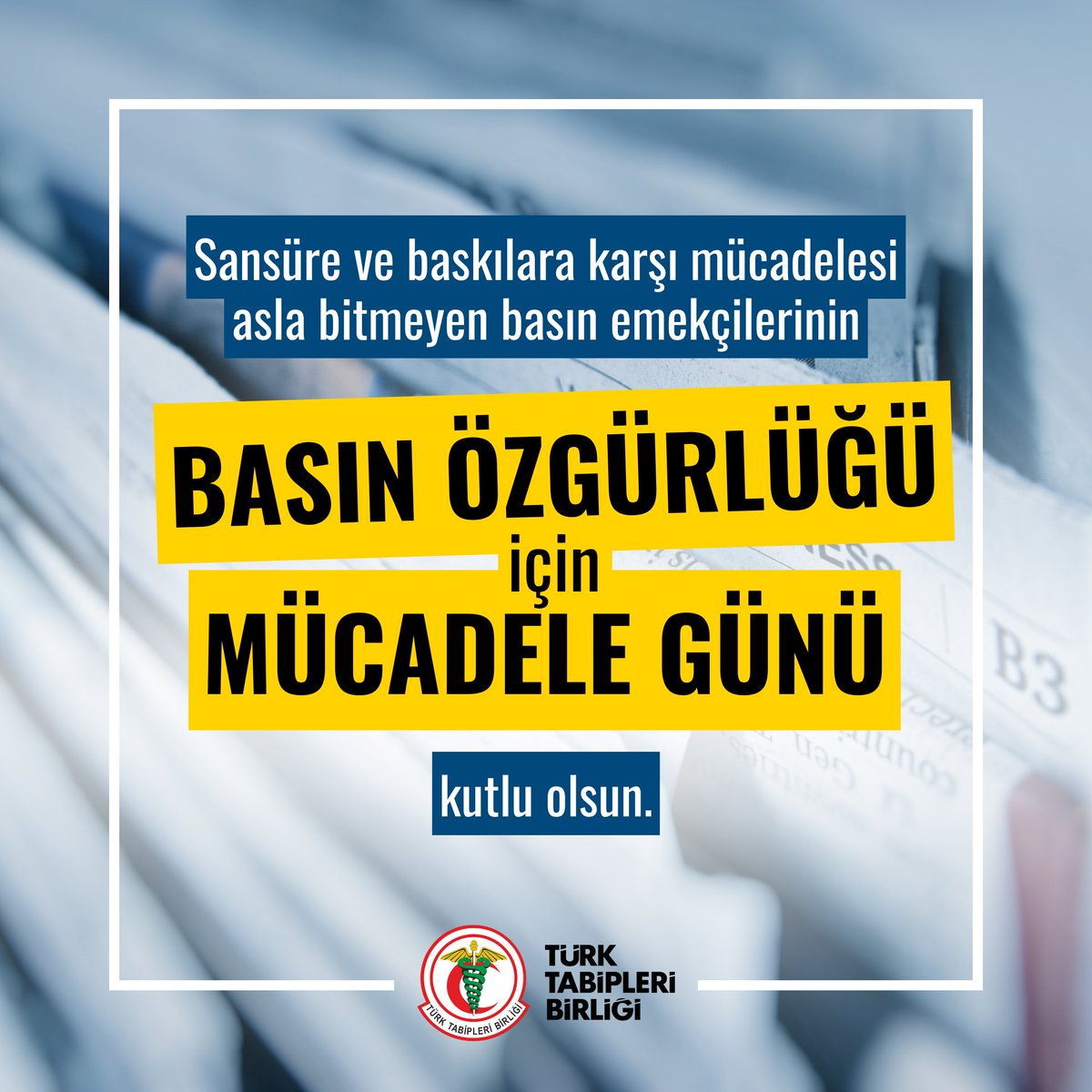ttborgtr's tweet image. Gazetecilerin sansür, ceza, tutuklama, yargılama, hedef gösterme ve işsiz bırakma gibi baskılara karşı dayanışma ve mücadelesinin sembolü olan 24 Temmuz Basın Özgürlüğü için Mücadele Günü dolayısıyla basın ve ifade özgürlüğünün halkın sağlık hakkı açısından da çok önemli olduğunu…