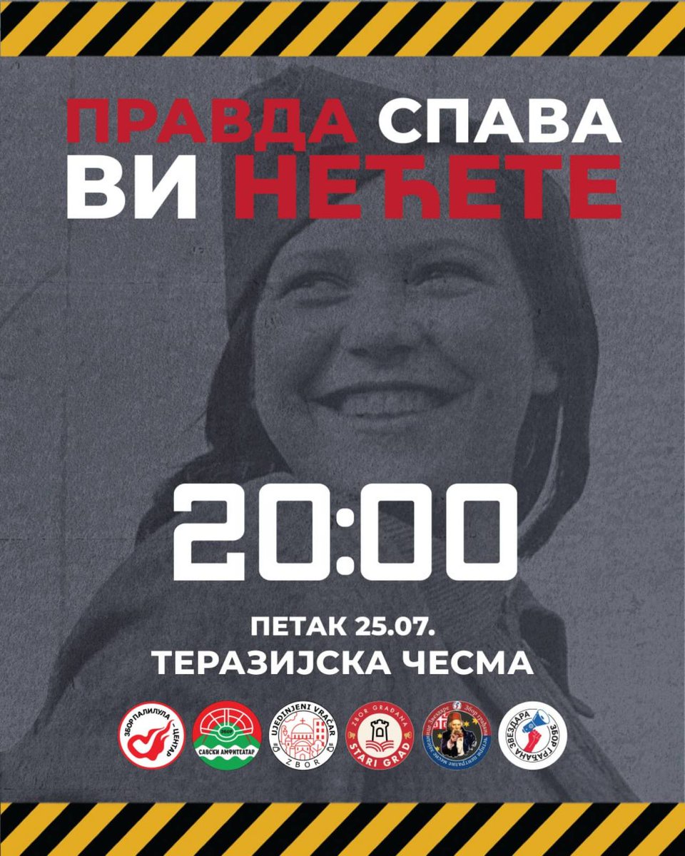 zborstarigrad's tweet image. PETAK JE VEČE...
Svi zajedno u obilazak Starog grada!
Neko neće imati miran san, mučiće ga gresi iz prošlosti, jer - mi znamo šta su radili prošlog (a i svakog drugog) leta!
I tu smo da ih podsetimo!
PETAK, 25. jul, u 20h, Terazijska česma