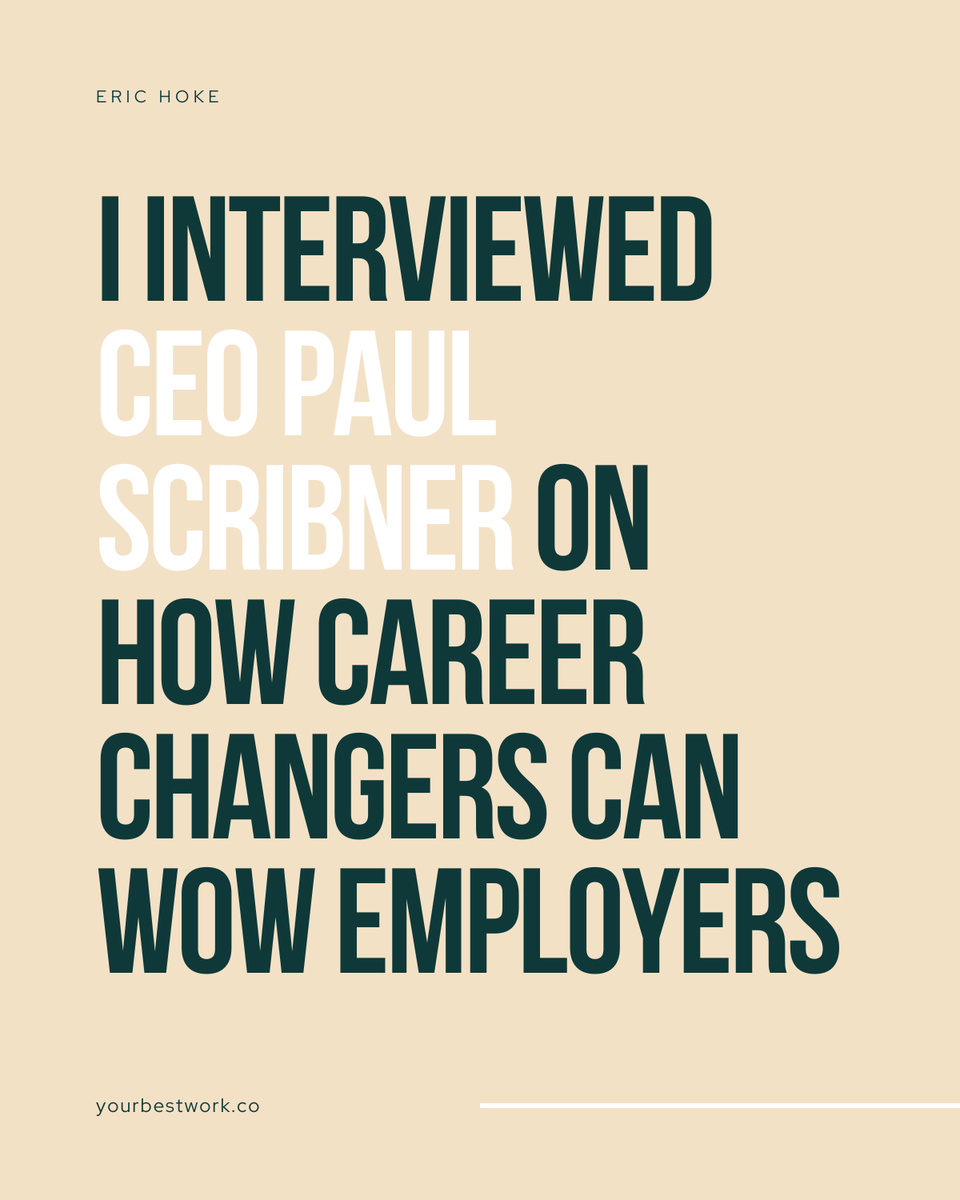 erichoke's tweet image. Paul Scribner, CEO of Raven Resources and I talk about art, advice for career changers and why you should never say "add value" in a job interview.