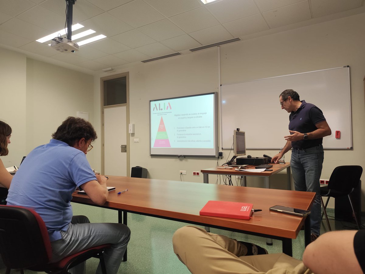 NLP_SINAI's tweet image. Reunión del equipo SINAI para coordinar nuestra participación en #ALIA, el proyecto de IA pública en español y lenguas cooficiales 🗣️
Compartimos avances, ideas 💡 y próximos pasos para contribuir a una IA abierta, responsable y multilingüe 🤖✨
#IA #NLP #PLN #SINAI
