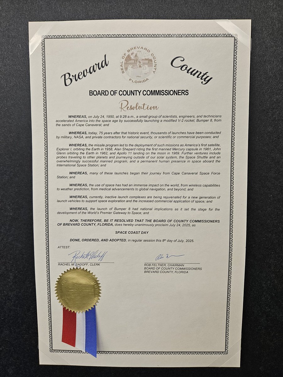 James W. Draper (@james_w_draper) on Twitter photo HAPPY SPACE COAST DAY!!! We collected proclamations from Brevard County and 16 local communities in celebration of this momentous event. Today, we celebrate 75 years of launch from Florida's Space Coast!
<a href="/ccspacemuseum/">Cape Canaveral Space Force Museum</a> HAPPY SPACE COAST DAY!!! We collected proclamations from Brevard County and 16 local communities in celebration of this momentous event. Today, we celebrate 75 years of launch from Florida's Space Coast!
<a href="/ccspacemuseum/">Cape Canaveral Space Force Museum</a>