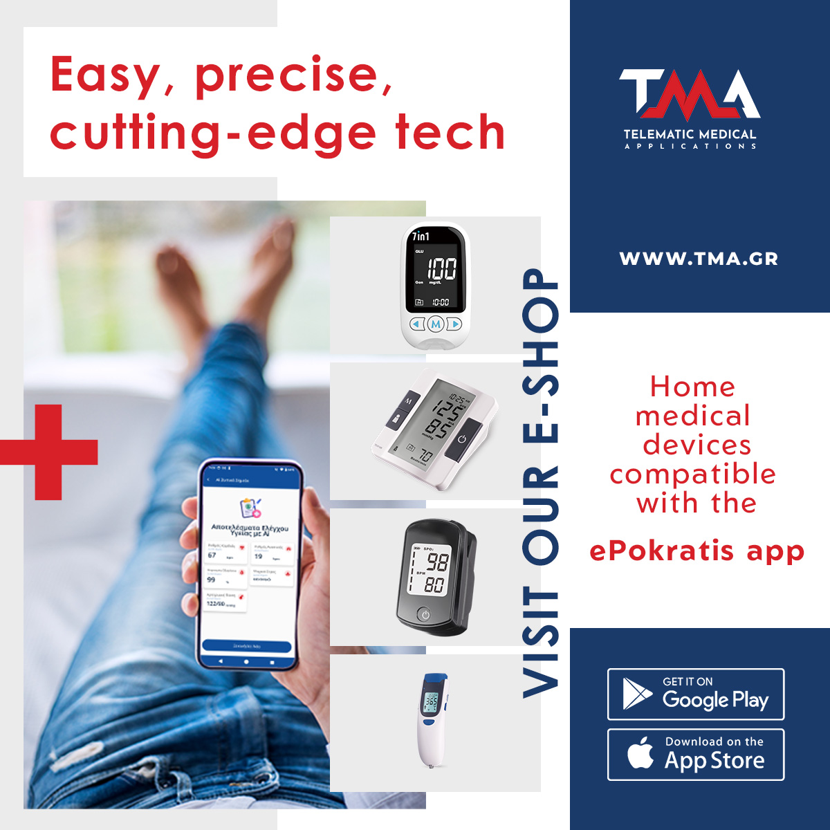 ✔️User-friendly home &amp; mobile medical devices – cutting-edge technology – fully compatible with our ePokratis MedAiConnect mobile app.
🛒Visit our e-shop for more epokratis.tma.gr/en/

#tmagr #epokratisapp #ehealth #healthapp #Ai #medical #homecare #homedevice
