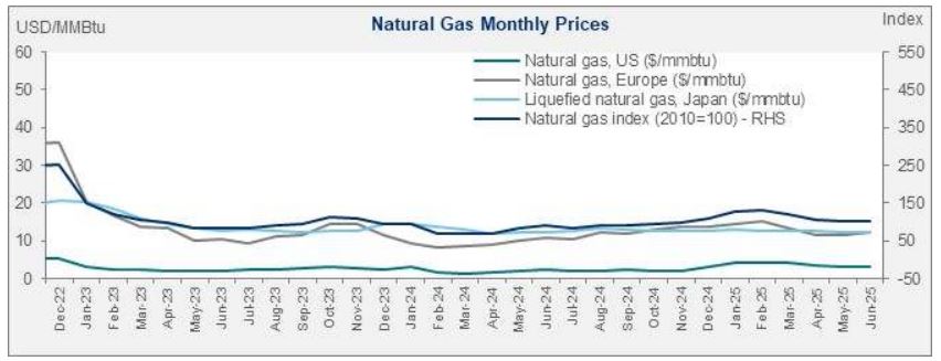The World Bank’s European monthly natural gas prices registered 13.8% y-o-y growth to reach USD 12.37/MMBtu in June-25.

Read more: kamcoinvest.com/sites/default/…