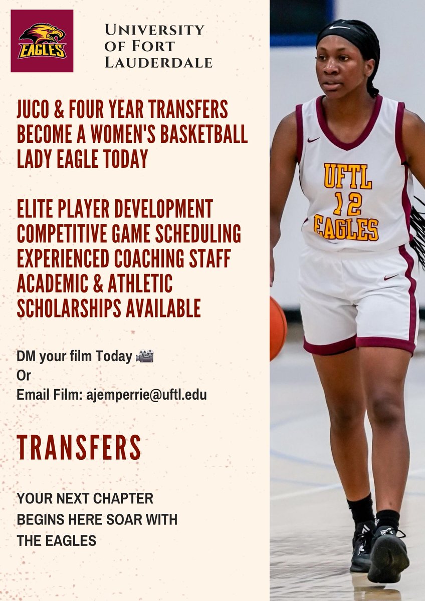 AJemperrie's tweet image. 2025 Unsigned Transfer Prospects
UFTL Women's Basketball
馃彌: Christian Institution
馃帗: 4 Year Degree Programs
馃摎: Scholarship Availability
馃弨: Experienced Coaching Staff
馃弨: Competitive Game Scheduling
馃弨: Elite Player Development
DM Prospect Info
馃摡 ajemperrie@uftl.edu