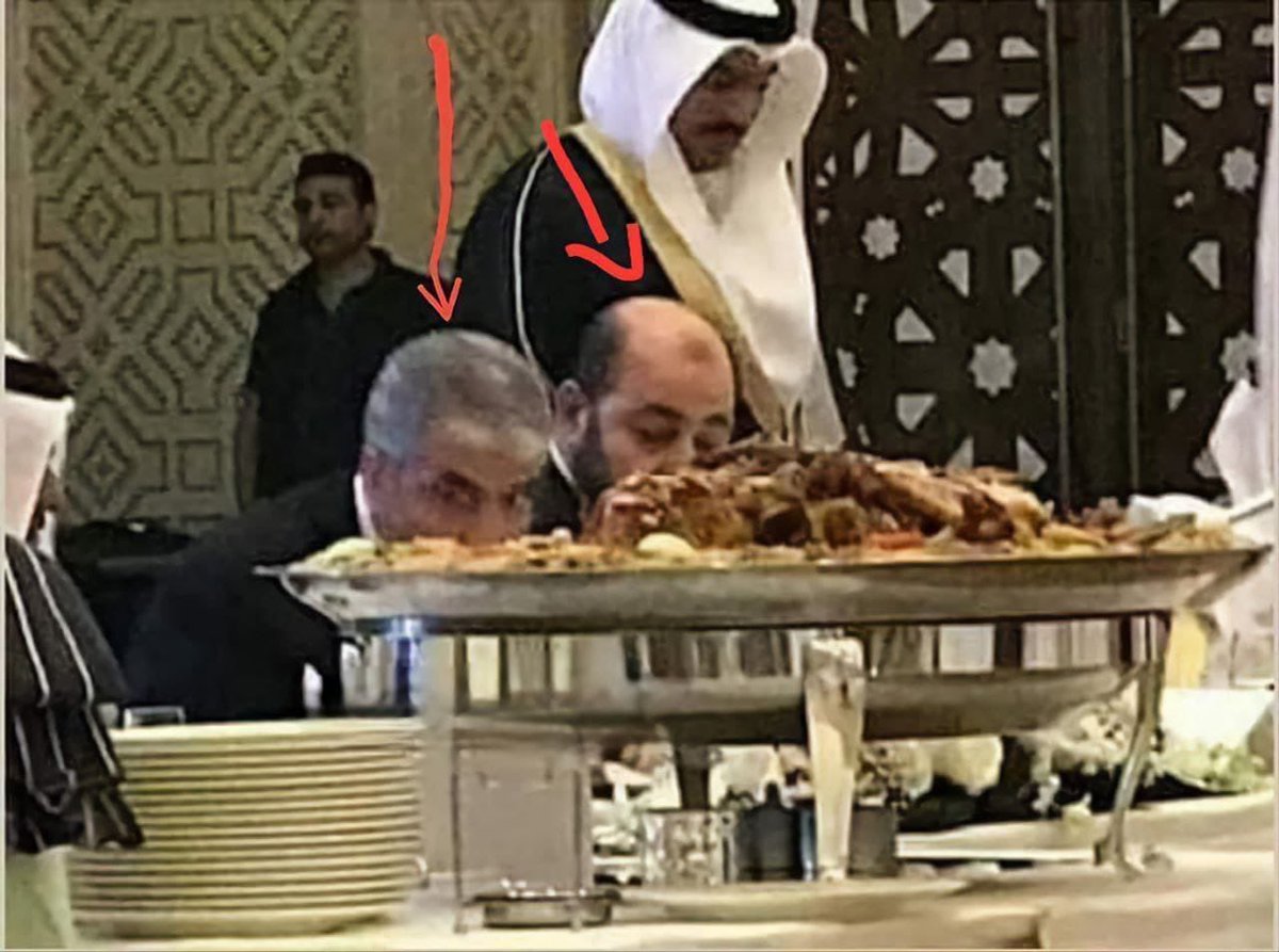 Musa Abu Marzouk and Khaled Mashaal are gorging on Qatar)

Hamas with warehouses full of food. And Ra'ib is deliberately targeting the Gazans, there is plenty of food in Gaza, all that is needed is to open the Hamas warehouses. There is no need for aid trucks.

Here are some