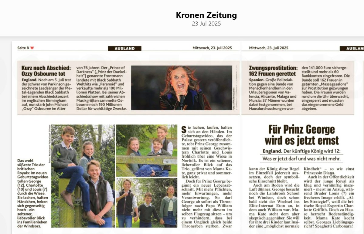 IanLloydRoyal's tweet image. Forgot to add this page from an Austrian newspaper in my post on #PrinceGeorge at 12.