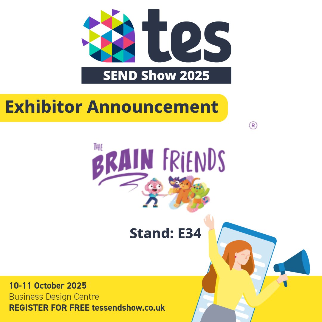 SENDShowUK's tweet image. We can&apos;t wait to welcome The Brain Friends and @emilyharbrecht to #TesSENDShow2025! 🥳

🔗Find out more here 👉thebrainfriends.co.uk
🎟️Register for free here 👉ow.ly/of5G50VVwPp