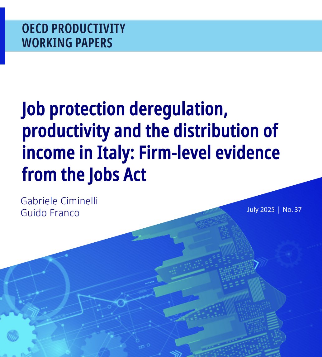 ADAPT_bulletin's tweet image. #Jobprotection deregulation, #productivity and the distribution of income in Italy
Firm-level evidence from the #JobsAct oecd.org/en/publication… via @OECD