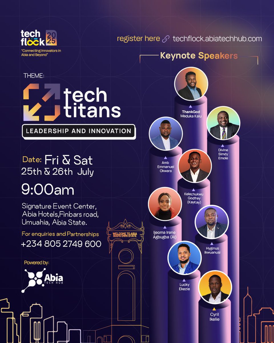 Trajdenngo's tweet image. Our Executive Director, Mr @Kelechii_Imo will join the panelist at #Techflock2025 organized by @AbiaTechHub

Date: 25th &amp;amp; 26th of July.
Venue: Signature Event Center, Umuahia Abia State.