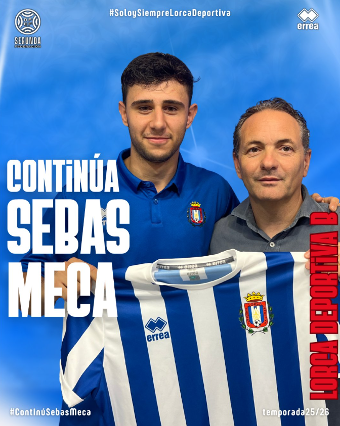 Preferente Autonómica 

Sebas Meca apuesta por su continuidad con el CF Lorca Deportiva ``B´´. El pivote lorquino, con mucho despliegue y capacidad de destruir, a pesar también de las ofertas recibidas; elige seguir y buscará la ambición con el filial de la ciudad del sol