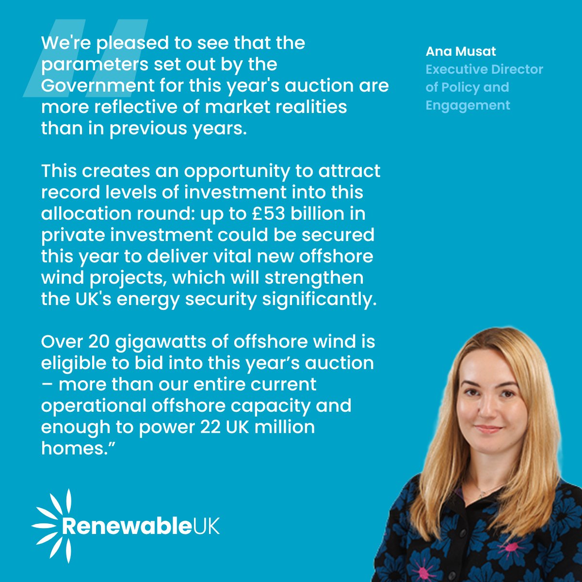 RenewableUK's tweet image. The Department for Energy Security and Net Zero (@energygovuk) has now published Administrative Strike Price and Pot Structure notices for Allocation Round 7 (AR7), this year's clean energy auction:
gov.uk/government/pub…
@RenewableUK has welcomed these key announcements,…