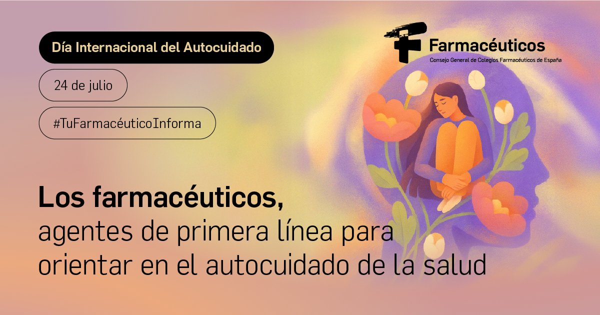 📣 Los farmacéuticos, agentes de primera línea para orientar en el #autocuidado de la salud a la población.

📖 Descúbrelo en el nuevo Punto Farmacológico de <a href="/Farmaceuticos_/">Consejo General Colegios Farmacéuticos</a>: ow.ly/ZUsf30sOk0g

#DíaMundialDelAutocuidado: