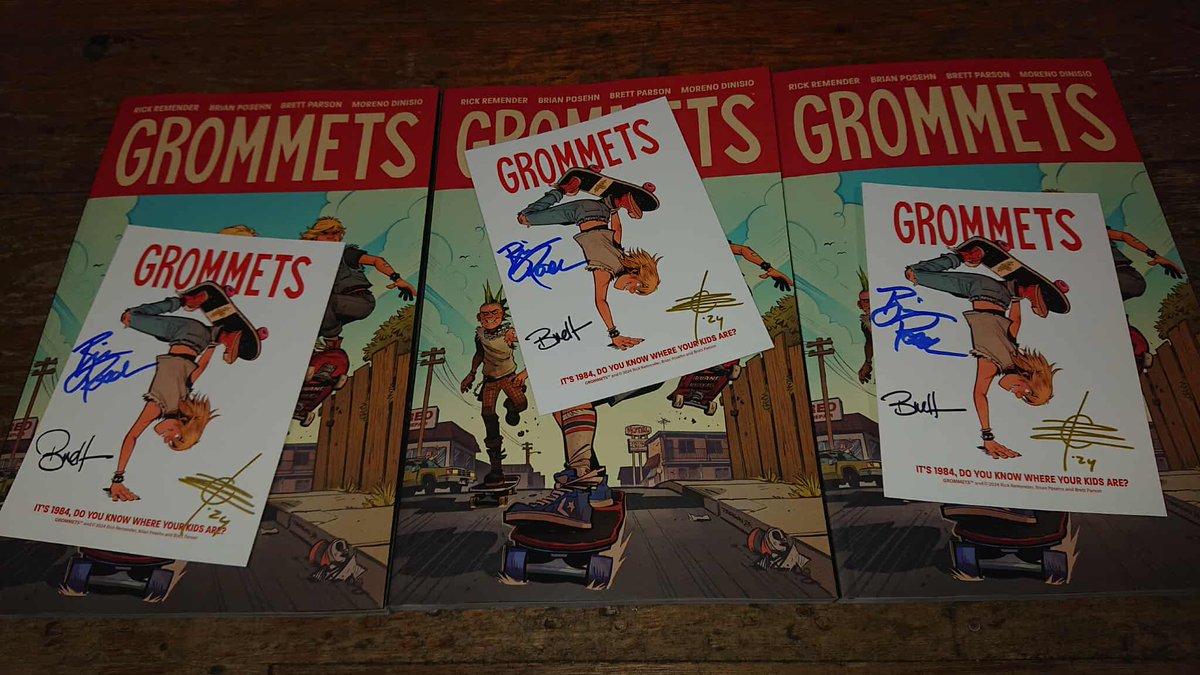 OKComics's tweet image. We only have three copies of our signed bookplate edition of Grommets by @Remender @blitzcadet #BrianPosehn etc ...
okcomics.co.uk/products/gromm…