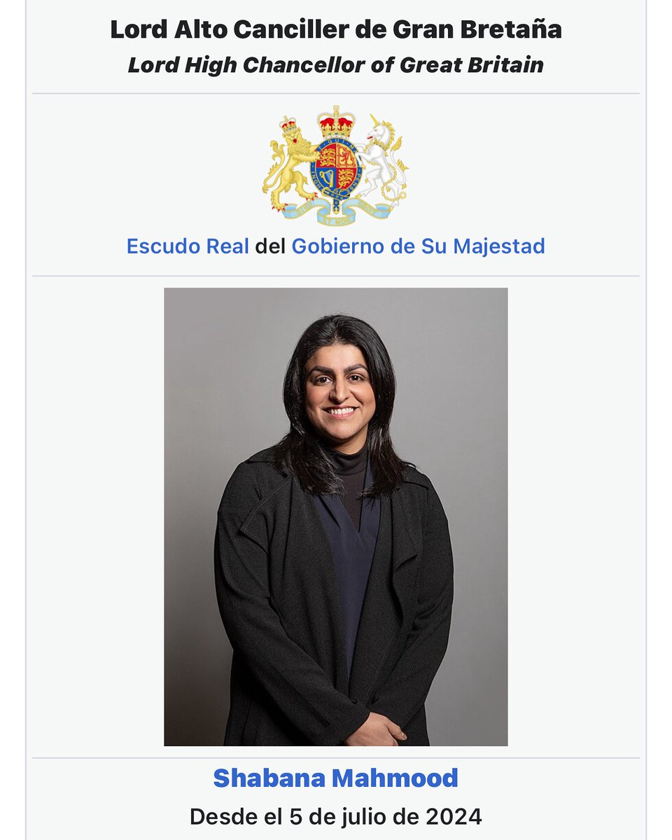 FLMIRONES's tweet image. #MIRONEWS El Rapto de Europa se está completando y muchos aún no se enteran. El Lord Alto Canciller de Gran Bretaña es desde 2024 esta mujer musulmana. Es el segundo alto cargo más importante. Es el TITULAR de los tribunales de Inglaterra y Gales. Un aullido.