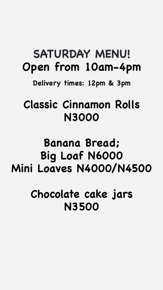 _pixie95's tweet image. SATURDAY MENU!

09036465657
📍Hotoro, Kano.
PIXIE BAKERY 💕