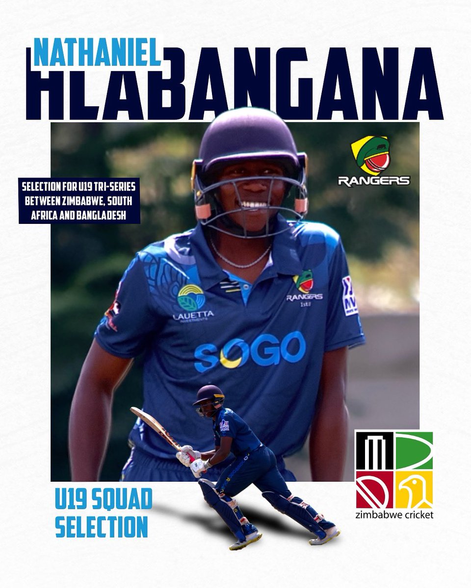 Rangers_cc_'s tweet image. Huge congratulations to our very own Nathaniel Hlabangana on getting selected in the Zimbabwe U19 squad for the upcoming tri-series between Zimbabwe, South Africa and Bangladesh starting tomorrow. Go make us proud Nate. 💙🙌