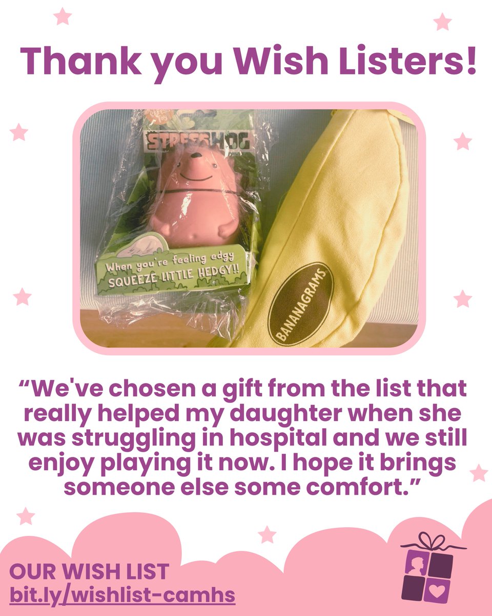 Xmas4CAMHS's tweet image. We love wish list post! Can't wait to send these two gifts to young people on CAMHS wards in a few months time. If you'd like to do a spot of early Christmas shopping, you can find the link to our wish list below. We're so grateful for your support ☃🎁❤
bit.ly/wishlist-camhs