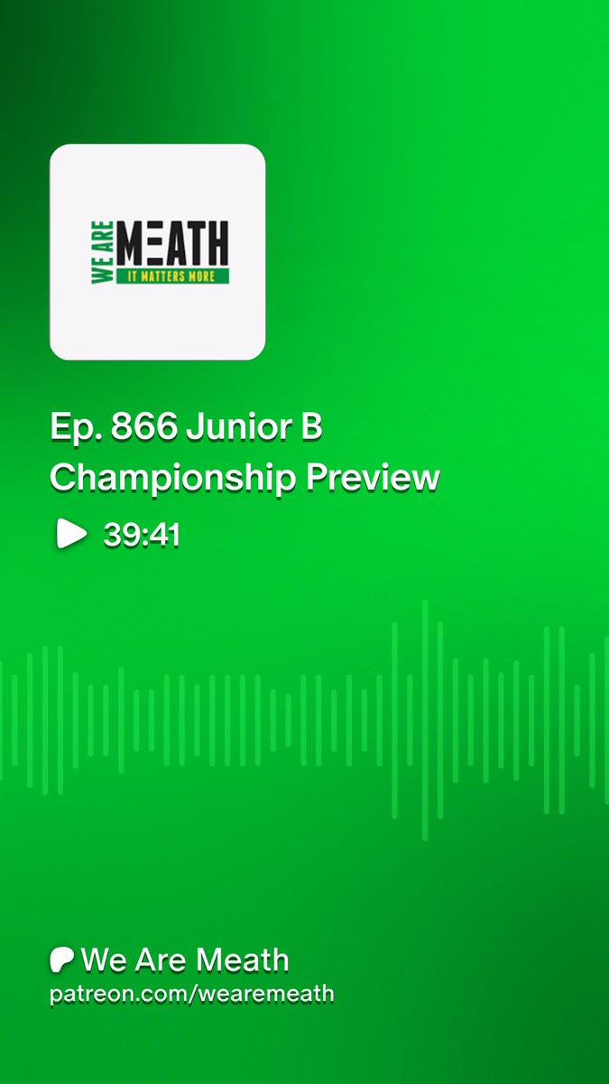 wearemeath's tweet image. Junior B Championship Preview Podcast Live
The lads dissect both groups & talk about the lopsided nature of them and the change from last year.
● Drumconrath v Moynalty
● Boardsmill v St Marys
● Cortown v Eastern Gaels
● Clonard v Kilmainhamwood
⬇️⬇️
patreon.com/posts/13481491…