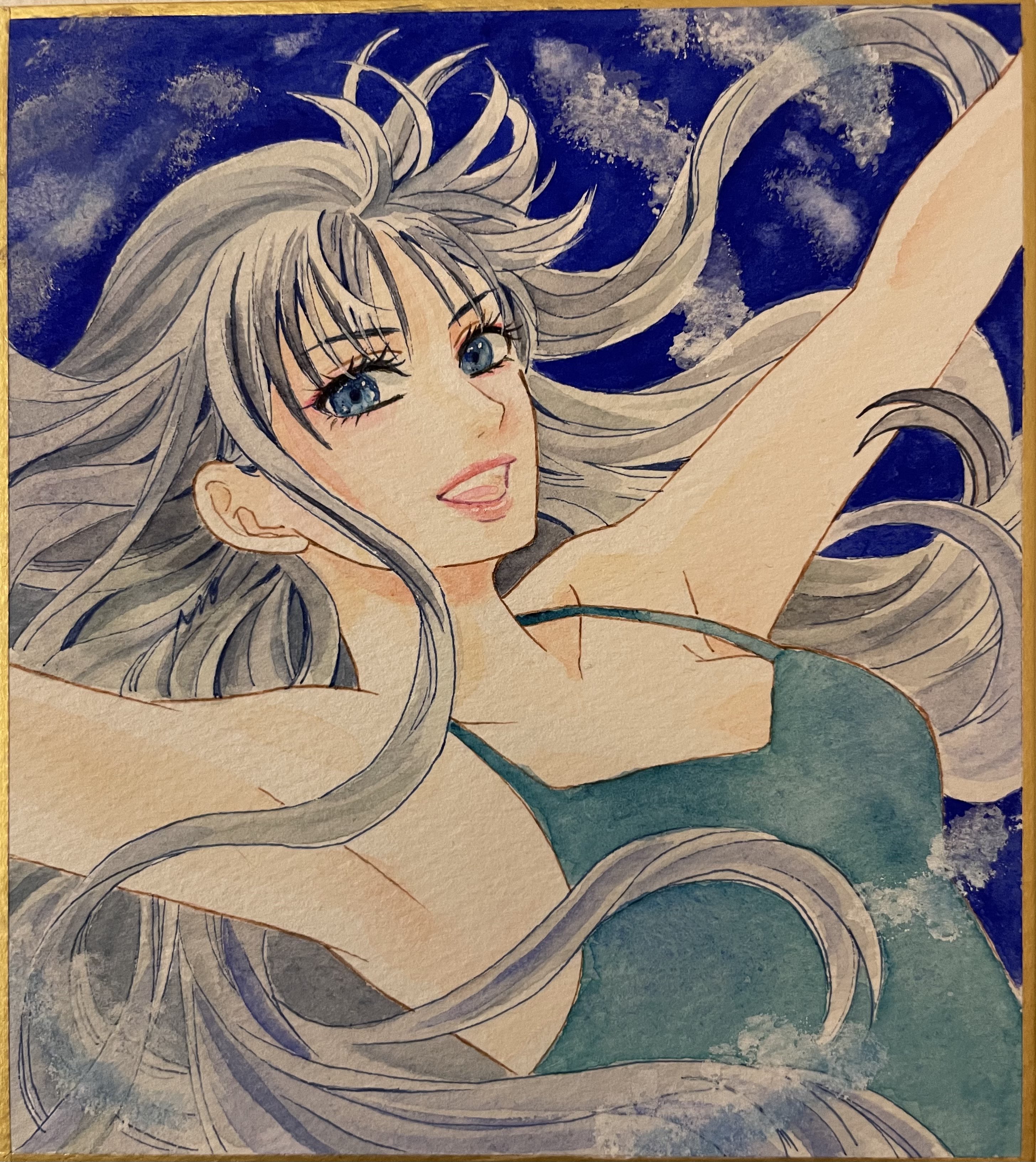 手描きイラスト✢創作水彩原画『夏空』 手描きイラスト創作水彩原画『夏空』-販売情報