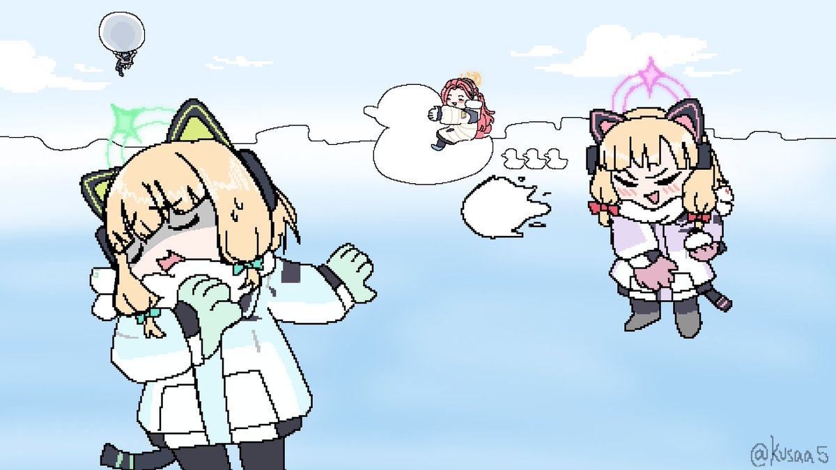 Kusaa5's tweet photo. fun snowbal fight 
#BlueArchive https://t.co/yZmVNiDvdl