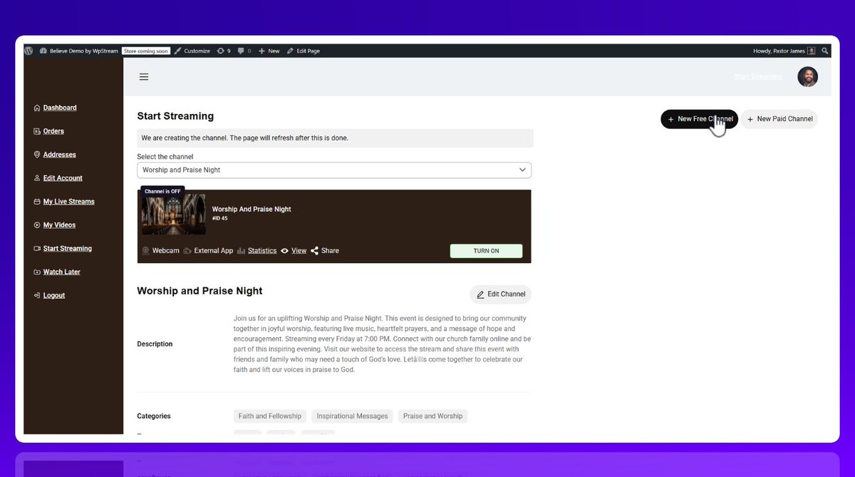 streaming4wp's tweet image. ⛪ Multiple pastors or guest speakers?

With the Hello WpStream theme, each can go live on their own page,  right on your site.

🎥 Custom livestream pages
📺 Organized by speaker
📱 Watchable anywhere

#ChurchStreaming #WordPress #MinistryTech