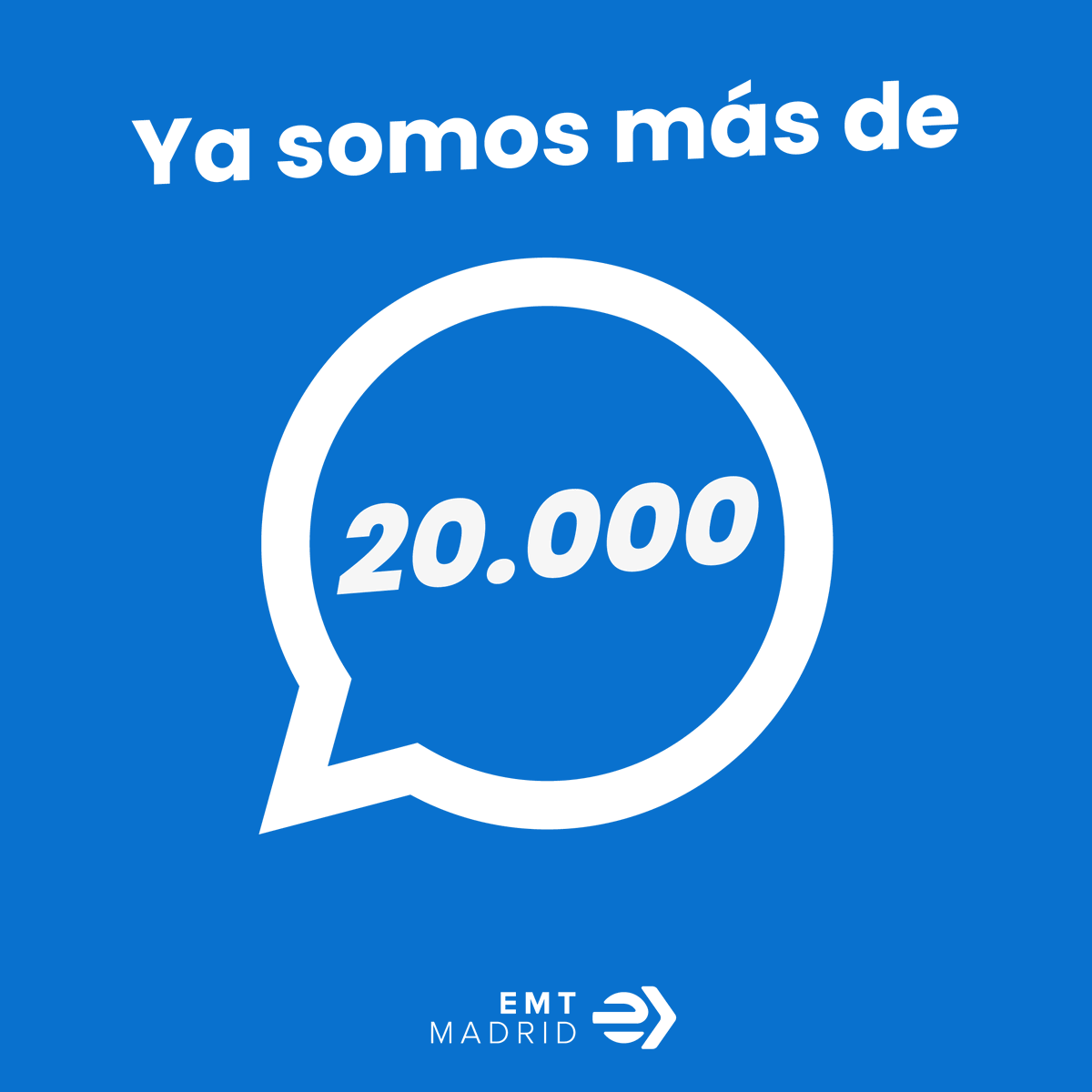 📈 ¡Ya somos más de 20.000 en el canal de Whatsapp de EMT! Cada día les enviamos las incidencias más relevantes del servicio y una cuidada selección de contenidos. 

¿Aún no formas parte? ¡Súbete! 👉 whatsapp.com/channel/0029Va…