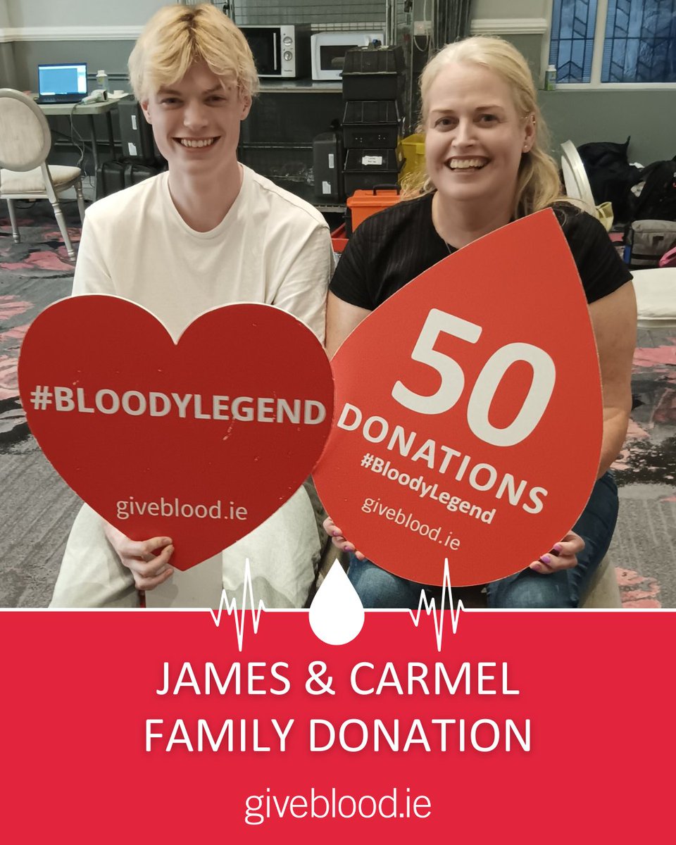 Giveblood_ie's tweet image. Two amazing donations - Carmel's 50th and James's 1st! A huge number of our donors got started by coming with their parents to a blood donation. Setting an amazing example, like Carmel, can help us reach the next generation of blood donors.
#GiveBlood #WeCountOnYou
