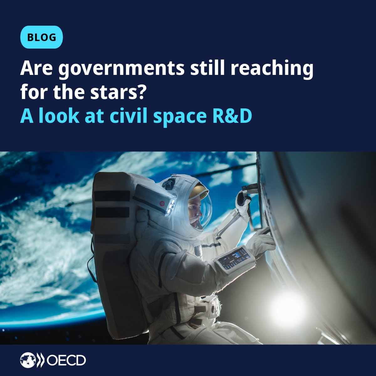 OECD's tweet image. Space technology quietly powers much of modern life, yet gov't budgets for civil space R&D are becoming increasingly volatile. While some countries are ramping up investments, others are pulling back.
Read our blog to find out more: brnw.ch/21wUo4h