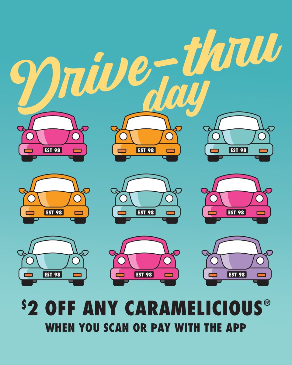 scooterscoffee's tweet image. it’s national drive-thru day, besties 🚗💕 Scoot on Around and get $2 off any Caramelicious® drink (yes, even crème cold brew 👀) + a sticker* ✨🧡
*Offer valid 7.24.25 only when you scan or pay with the Scooter's Coffee mobile app. Stickers available while supplies lasts.…
