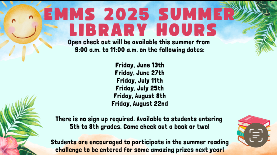 The MS library will be open for MS students to check out books. See the graphic for dates / times. #mounderpride