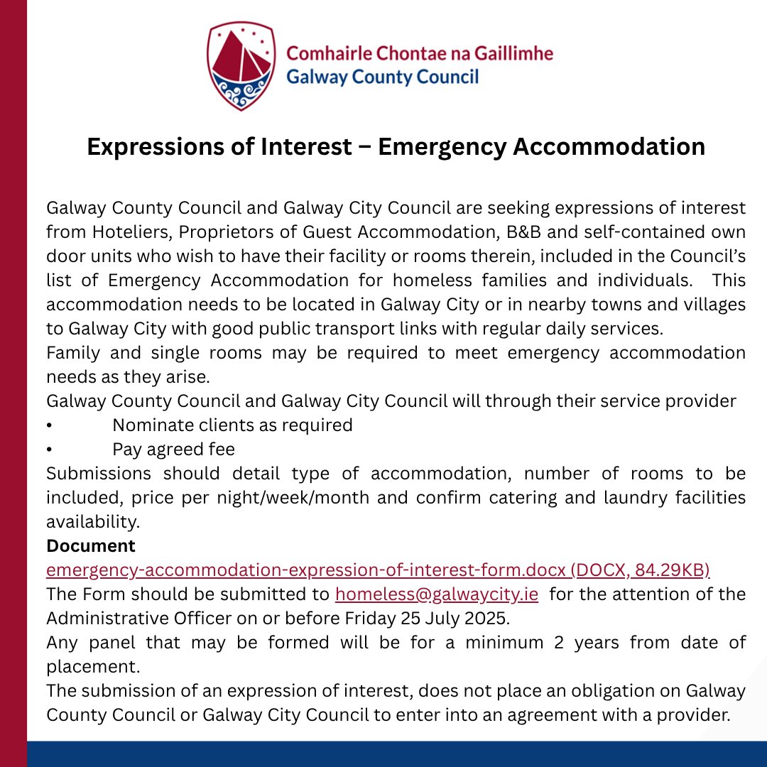Emergency Accommodation - Expressions of Interest