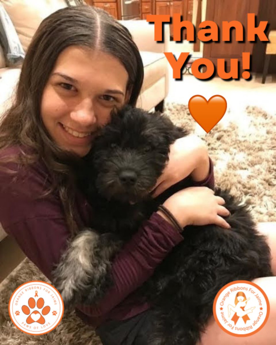 Thank you for donating i​n support of Orange Ribbons For Jaime. Our Paws Of Love program, created in honor of Jaime's passion for animals and dogs, provides companion puppies to individuals and families impacted by gun violence. Thanks to you for the support!