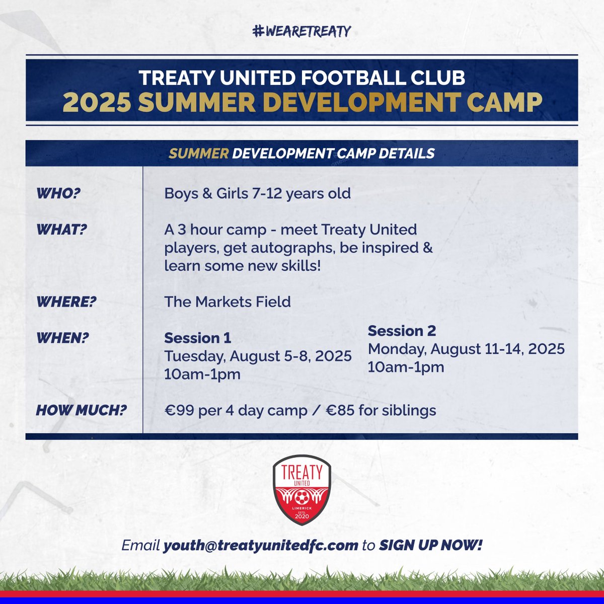 Treaty United Summer Development Camps are here! 🙌

We have 3️⃣ great camps happening at the Markets Field in August and you don't want to miss out ⚽

Sign up to secure your spot today!

Elite Camp
buff.ly/aIJZ4Q6

Summer Camp
buff.ly/UoMBCVf

#WeAreTreaty