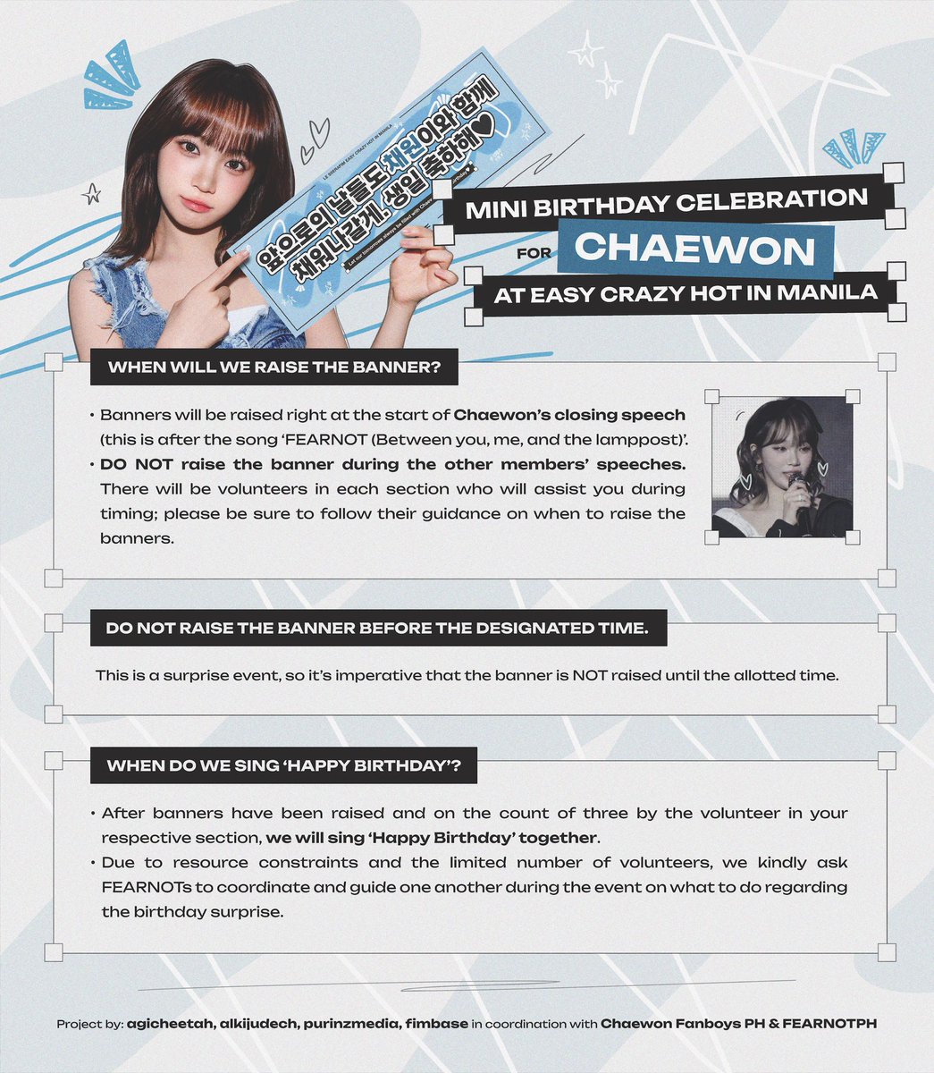 agicheetah's tweet image. 𝐌𝐢𝐧𝐢 𝐁𝐢𝐫𝐭𝐡𝐝𝐚𝐲 𝐂𝐞𝐥𝐞𝐛𝐫𝐚𝐭𝐢𝐨𝐧 𝐟𝐨𝐫 𝐂𝐡𝐚𝐞𝐰𝐨𝐧 𝐚𝐭 𝐄𝐀𝐒𝐘 𝐂𝐑𝐀𝐙𝐘 𝐇𝐎𝐓 𝐢𝐧 𝐌𝐚𝐧𝐢𝐥𝐚
🎉Surprise Hand Banner Event
✨4,000 Banners
Chaewon is brimming with excitement for the Manila concert because it falls on her birthday. Let's make her…
