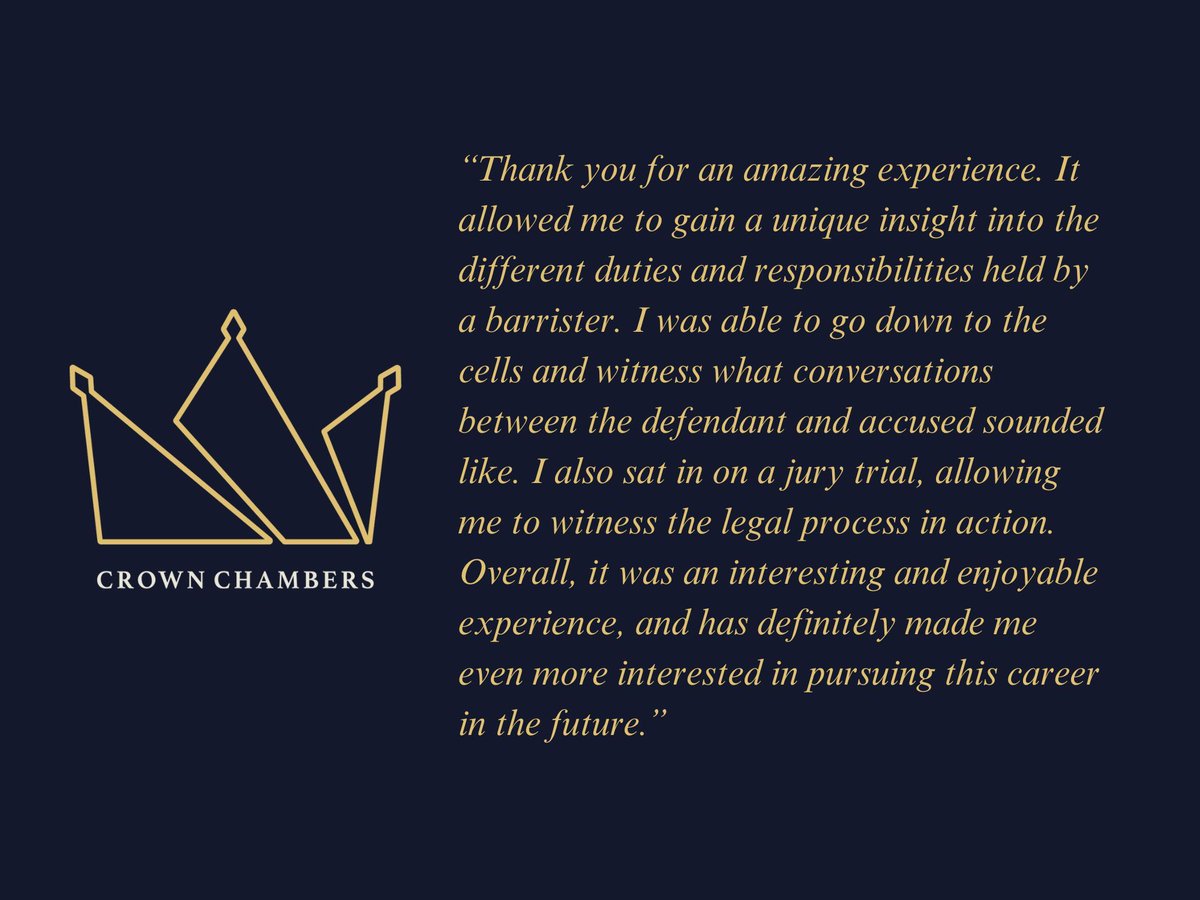 We recently received some feedback from a mini-pupil who had the opportunity to spend time with Barrister David Godfrey last week. 

Such feedback is invaluable as it emphasises the importance of providing aspiring barristers with inspiring role models in the legal profession.