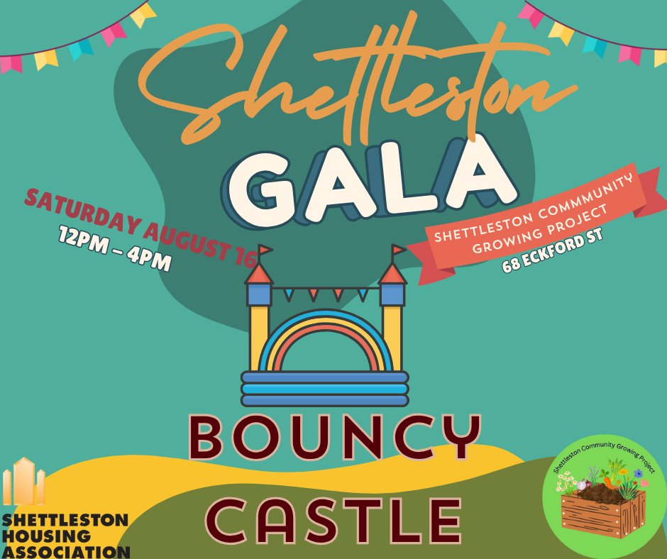 Let the kids bounce off their energy (somewhere that’s not your living room)!

Our bouncy castle will be set up all day at the Shettleston Gala – totally free and 
perfect for little ones who just need to run wild.

 68 Eckford Street

 Saturday 16 August, 12–4pm