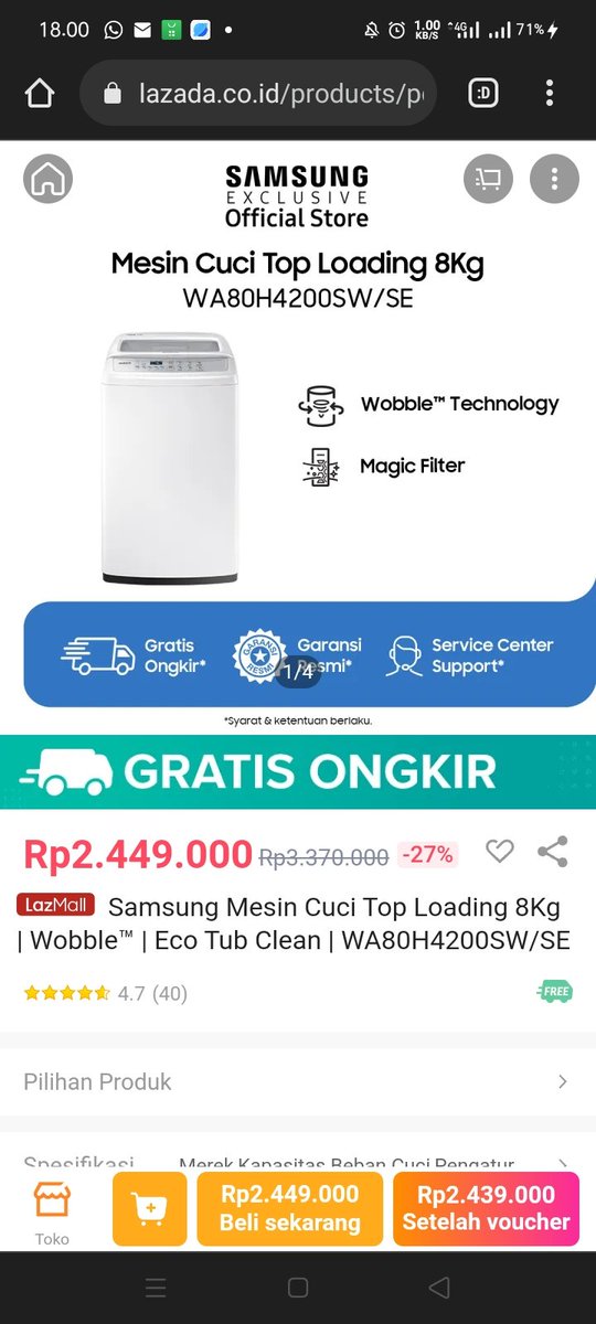 pengen beli mesin cuci tapi mau Nungguin Promo Pesta Gajian dari lazada aja deh karena ada crazy brand mega offer diskon s.d 80% 😍😍😍
lazada.co.id/products/pdp-i…