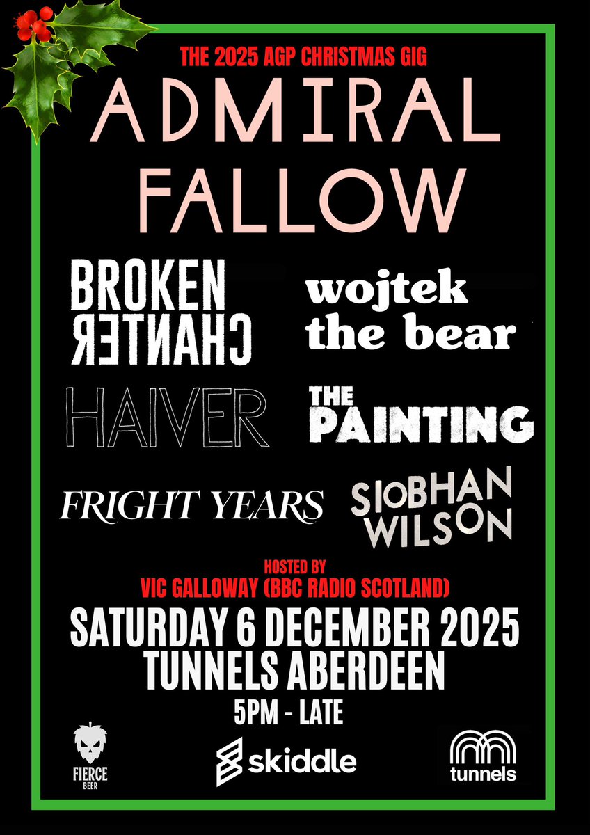 Aberdeen pals! We’re heading back up to see you for this year’s AGP Christmas gig on Saturday 6th December at Tunnels.🎅🏻

🎟️’s are on sale now from:
skiddle.com/e/41262701 x